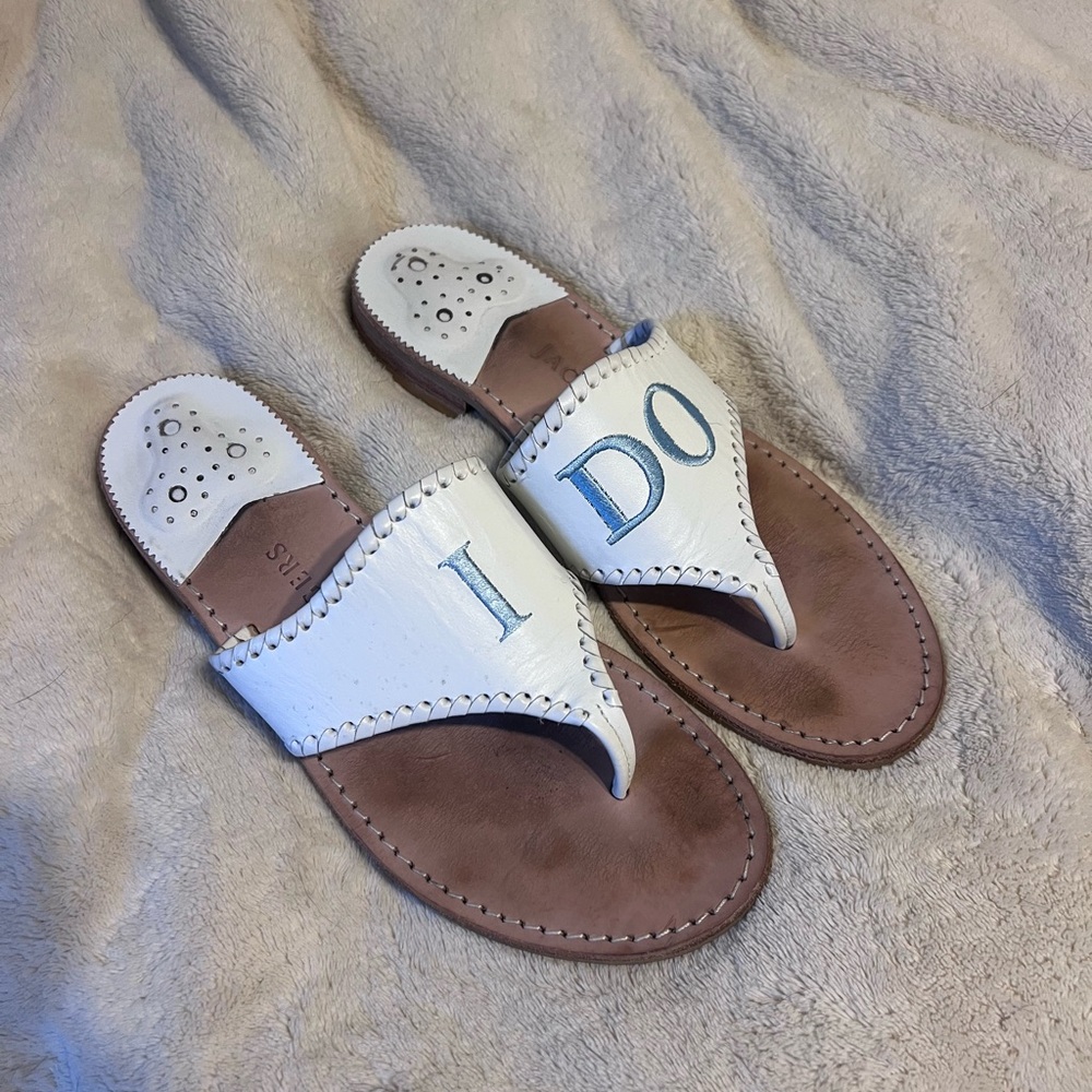 Jack Rogers White and Blue 'I Do' Sandals
